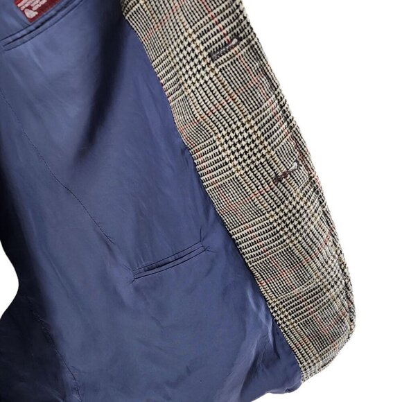 Vintage Jos.A.Bank Clothiers Wool Houndstooth Tweed Blazer Jacket Mens 42 - Picture 4 of 8